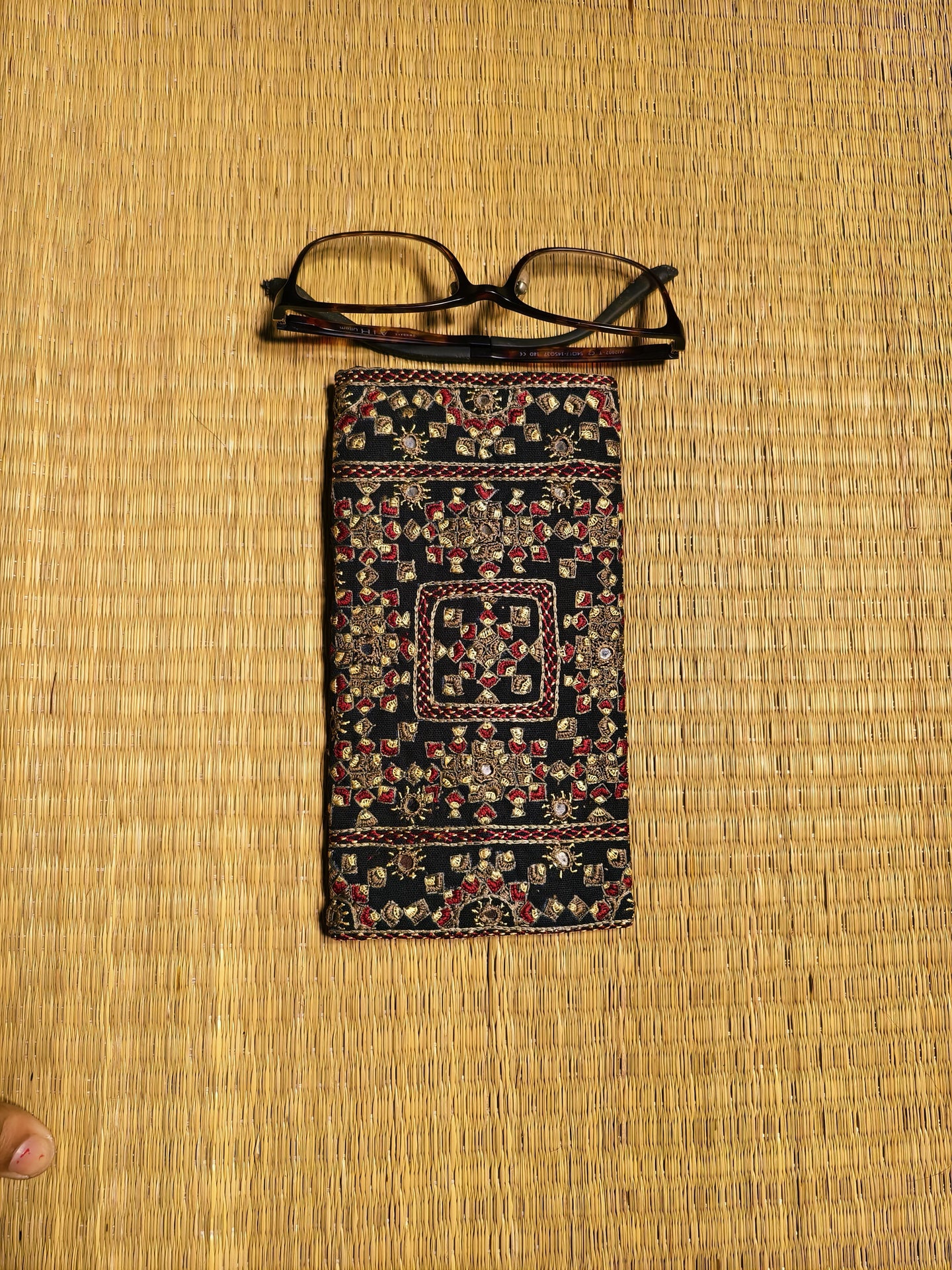 Black Kutch Hand-Embroidered Spec Case
